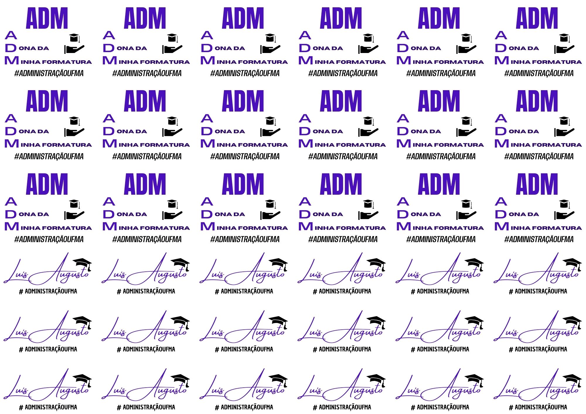 Cartela Tatuagens Administração (36 Unidades)