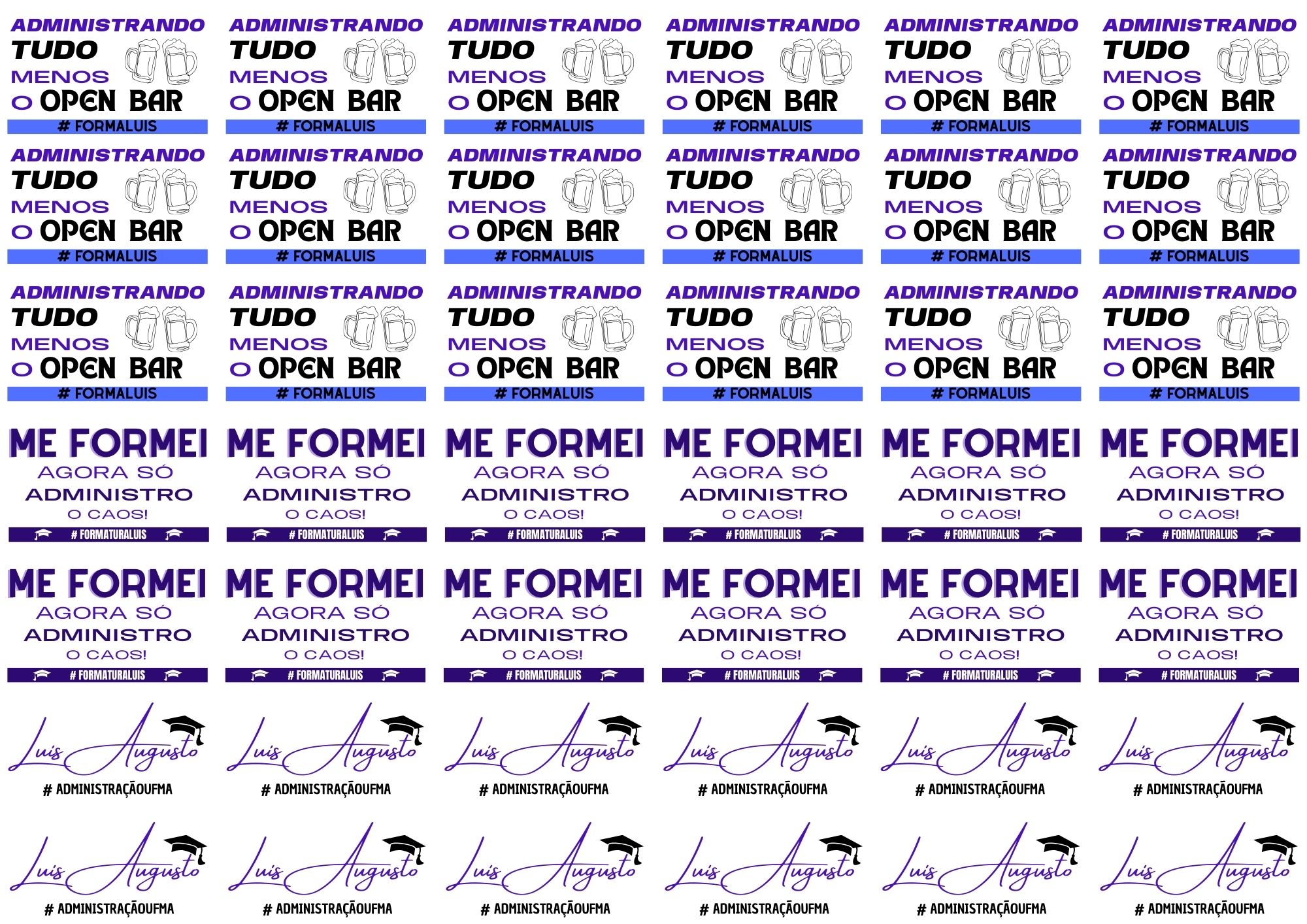 Cartela Tatuagens Administração (42 Unidades)