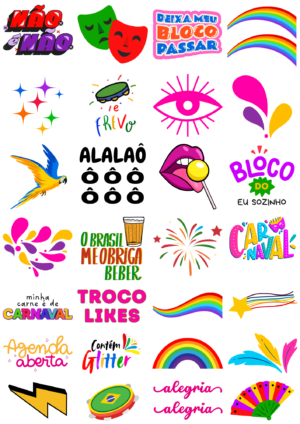 Cartela Tatuagens Carnaval (28 Unidades)